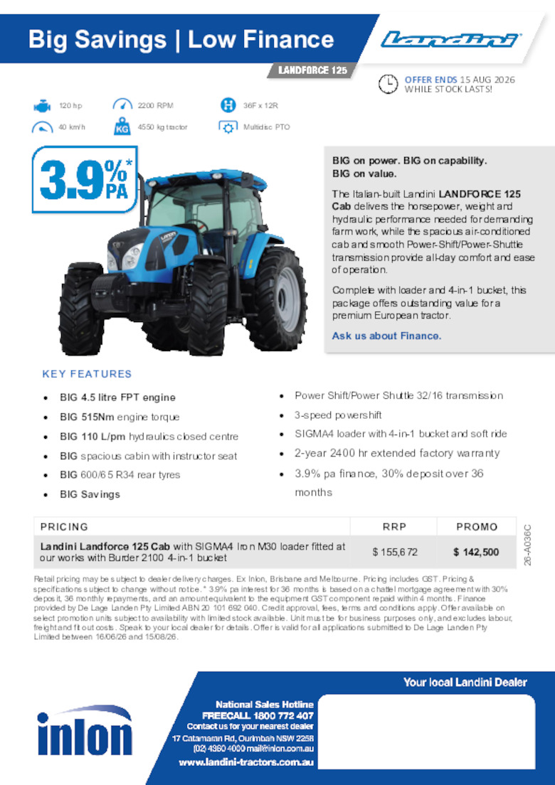 26-A036C Landini Landforce 125 Cab Promotion oe 15.08